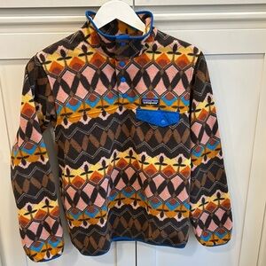 Patagonia Brown and Orange Boxy Graphic Hoodie